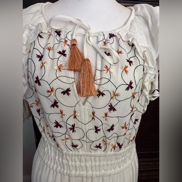 Anthropologie Embroidered Linen Midi Dress - Picture 14 of 17